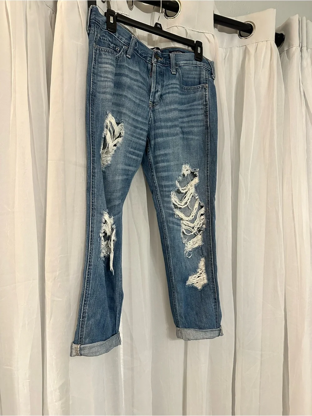 Hollister Ripped Medium Blue Boyfriend Jeans
